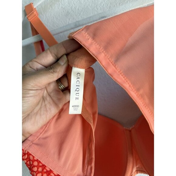 Cacique Women’s Ombré Linear Lace Smooth Balconette Bra Orange‎ Lace Size 42DD - Picture 12 of 15